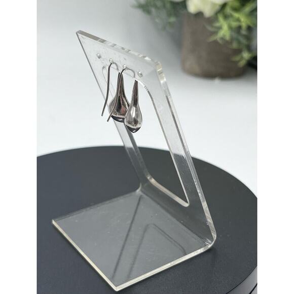 Sterling Silver Vintage Pear-shaped TearDrop Raindrop Dangle 925 Earrings - Picture 4 of 11